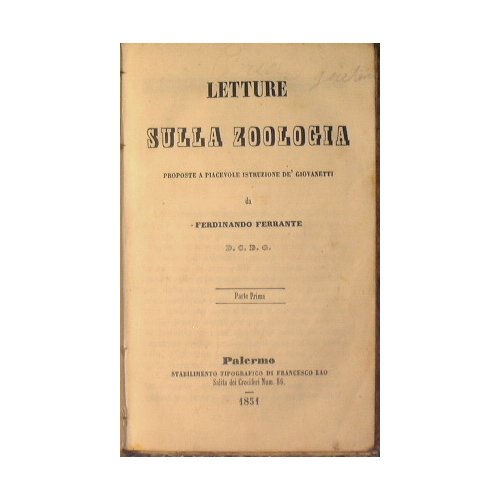 Letture sulla zoologia unito a Esercizio di divozione in onore …