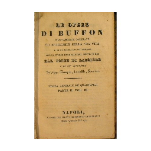 Le opere di Buffon (Parte II - Vol III storia …