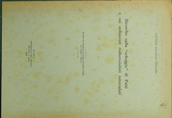 Ricerche sulla 'scheggia' di Patti e sui sedimenti rodocroisitici intercalati