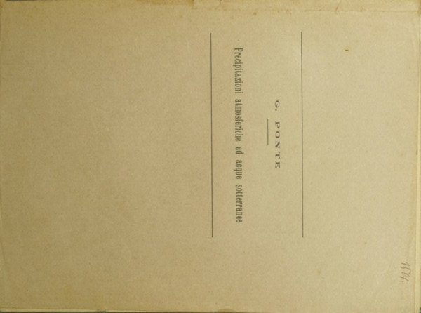 Precipitazioni atmosferiche ed acque sotterranee