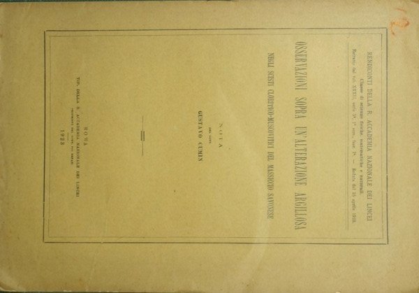 Osservazioni sopra un'alterazione argillosa negli scisti cloritico-muscovitici del Massiccio savonese