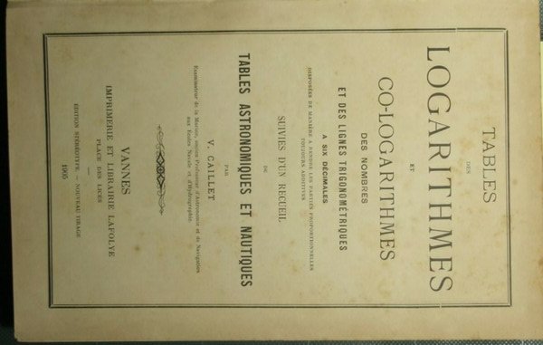 Tables des logarithmes et co-logarithmes des nombres et des lignes …