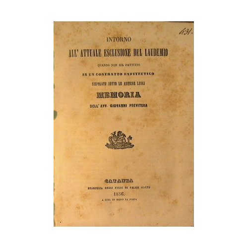 Intorno all'attuale esclusione del Laudemio quando non sia pattuito in …