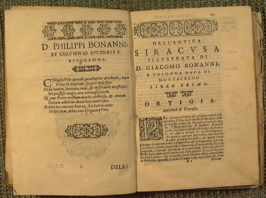 Dell'antica Siracusa illustrata di D. Giacomo Bonanni e Colonna duca …