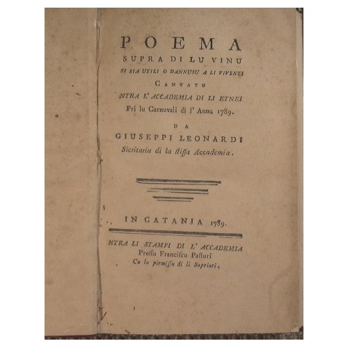 Poema supra di lu vinu si sia utili o dannusu …