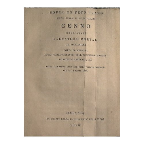Sopra un feto umano senza testa e senza collo cenno …