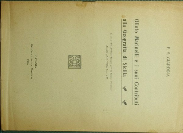 Olinto Marinelli e i suoi contributi alla geografia di Sicilia