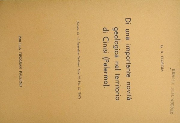 Di una importante novità geologica nel territorio d Cinisi (Palermo)