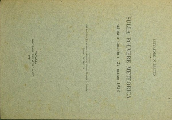 Sulla polvere meteorica caduta a Catania il 27 marzo 1933