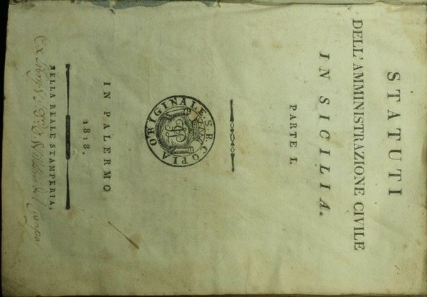 Statuti dell'amministrazione civile in Sicilia. Parte I