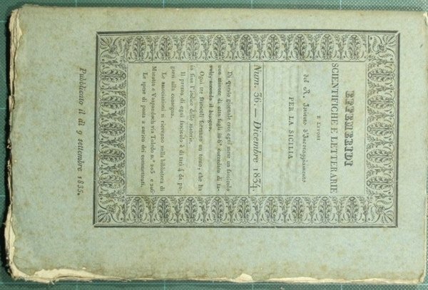 Effemeridi scientifiche e letterarie e lavori del R. Istituto d'incoraggiamento per la Sicilia. N. 36 - Dicembre 1834
