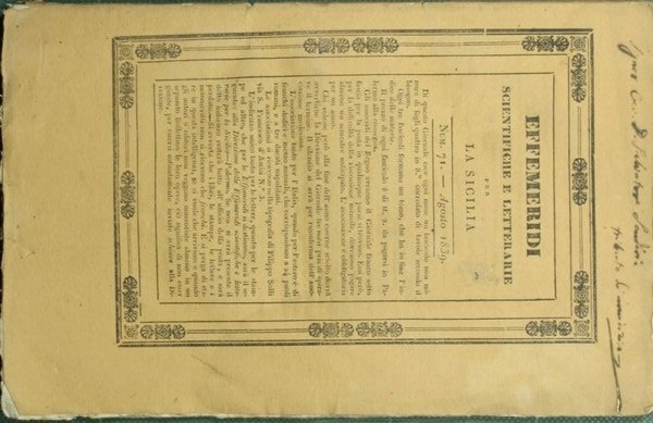 Effemeridi scientifiche e letterarie per la Sicilia. N. 71 - Agosto 1839