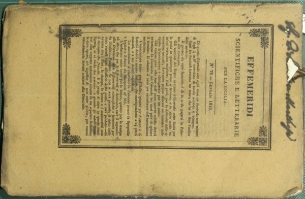 Effemeridi scientifiche e letterarie per la Sicilia. N. 76 - Gennaio 1840