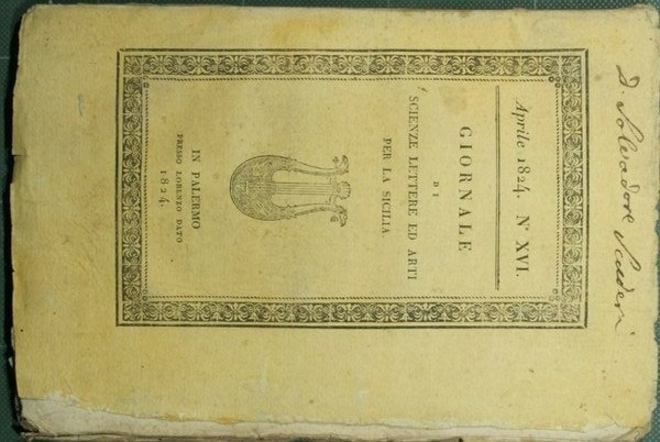 Giornale di scienze lettere ed arti per la Sicilia. Aprile 1824 - N. XVI