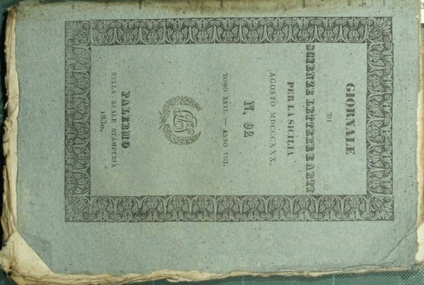 Giornale di scienze lettere ed arti per la Sicilia. Agosto 1830 - N. 92