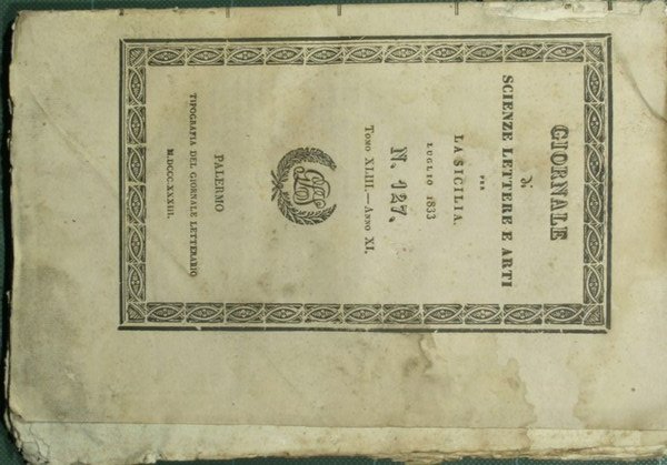 Giornale di scienze lettere ed arti per la Sicilia. Luglio 1833 - N. 127