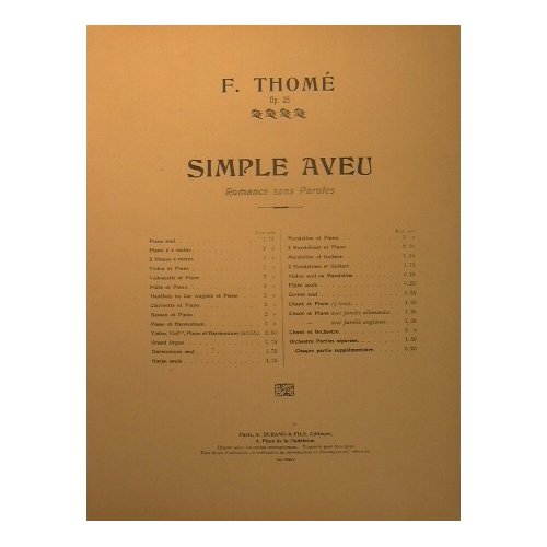 Simple Aveu ( romance sans paroles ) ( moderato )