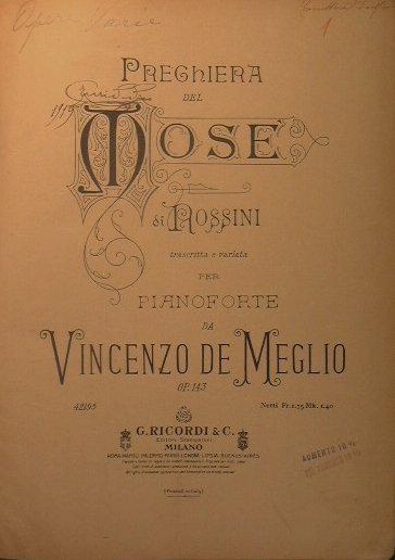 VOLUME CON BRANI VARI : Rossini Preghiera del Mosé - …