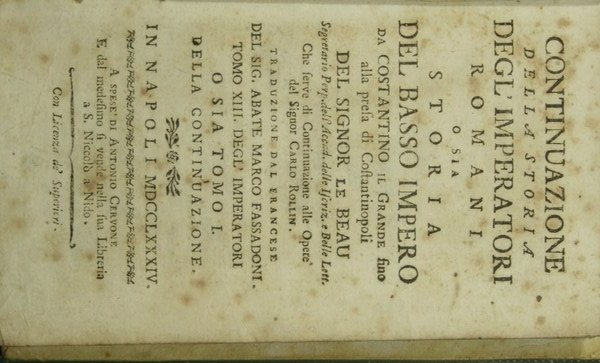 Continuazione della storia degl'Imperatori romani o sia Storia del Basso … | Immagine principale