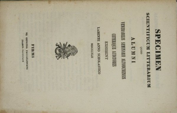 Specimen scientificum litterarium quod alumni Venerabilis seminarii altodunensis ceterique auditores …