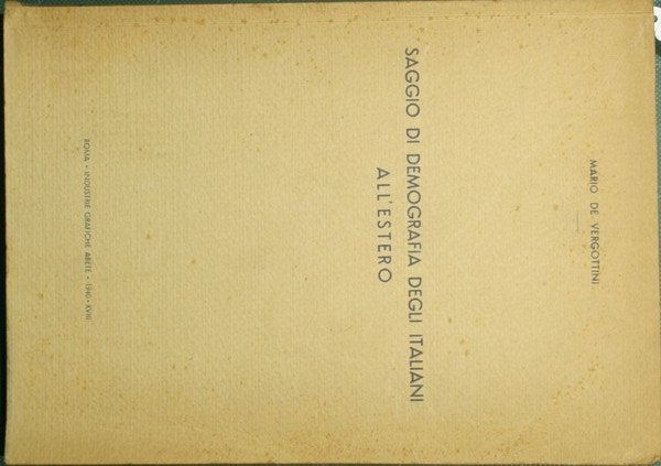 Saggio di demografia degli italiani all'estero
