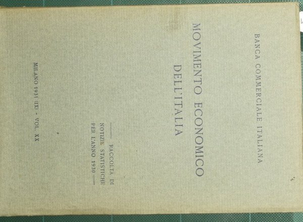 Movimento economico dell'Italia. Vol. XX