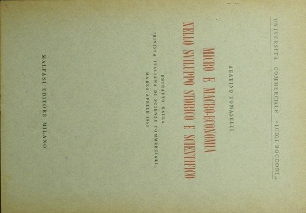 Micro e macro-economia nello sviluppo storico e scientifico
