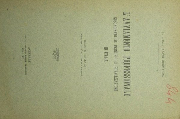 L'avviamento professionale subordinato al principio di ruralizzazione in Italia