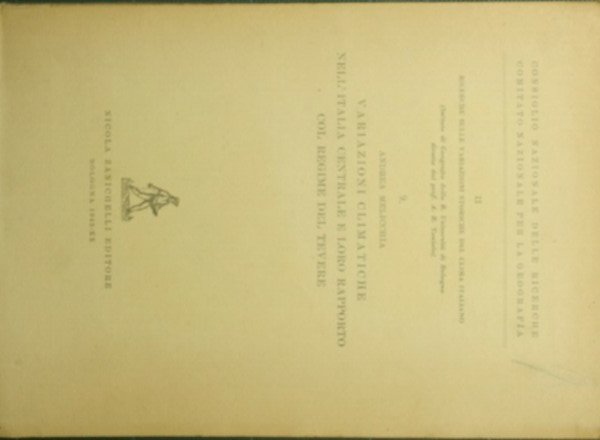 Variazioni climatiche nell'Italia centrale e loro rapporto col regime del … | Immagine principale