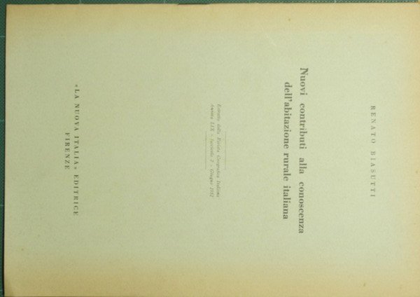 Nuovi contributi alla conoscenza dell'abitazione rurale italiana | Immagine principale