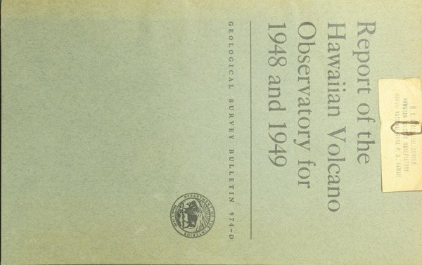 Report of the Hawaiian Volcano Observatory for 1948 and 1949