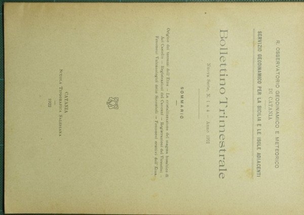 Bollettino trimestrale. Nuova serie - Anno 1921