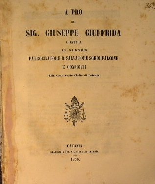 A pro del sig. Giuseppe Giuffrida contro il signor patrocinatore …
