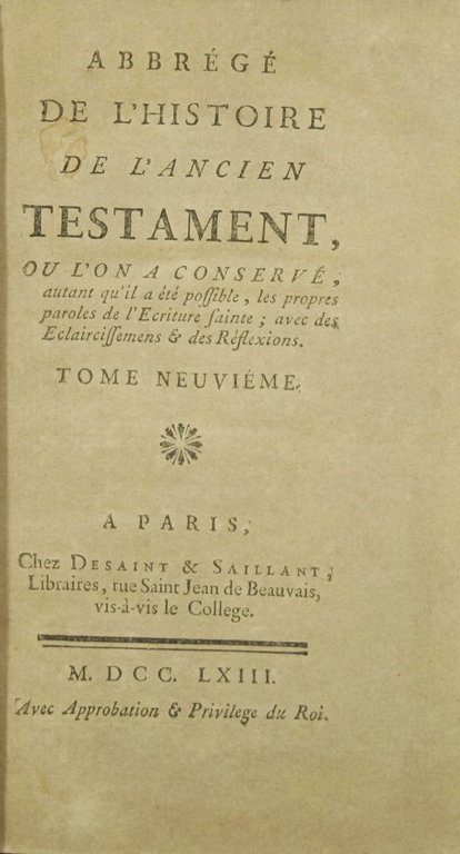 Abbrégé de l'histoire de l'Ancien Testament