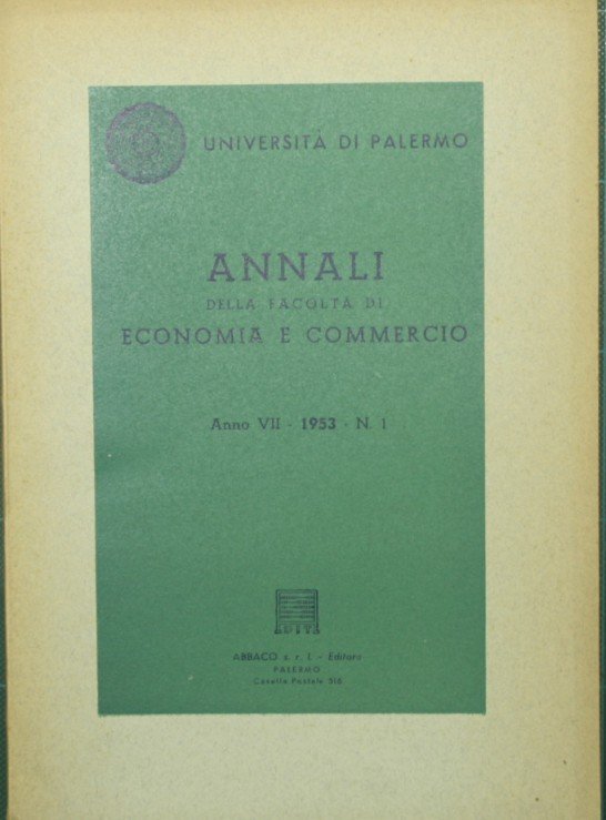 Annali della Facoltà di Economia e commercio di Palermo. 1953