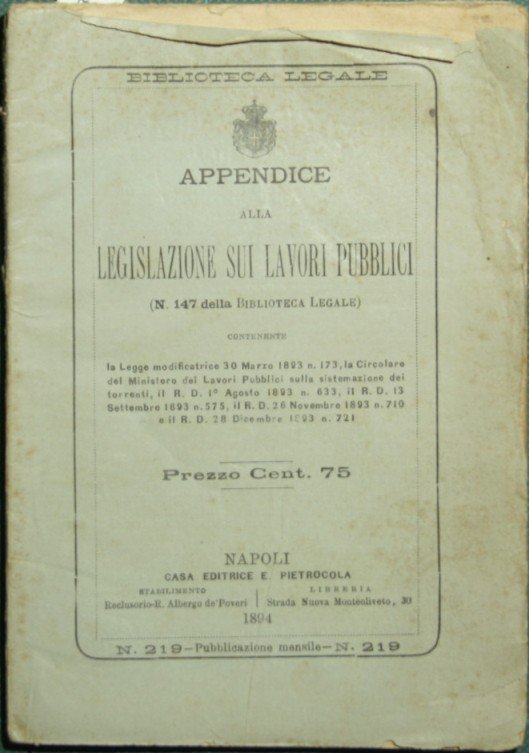 Appendice alla legislazione sui lavori pubblici