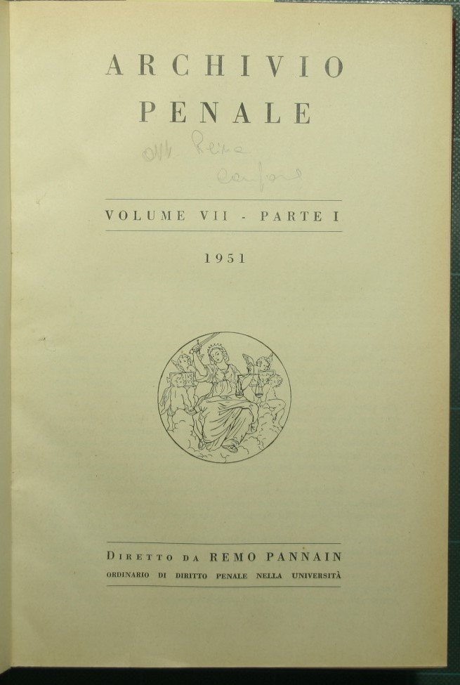 Archivio penale - Vol. VII - 1951 | Immagine principale