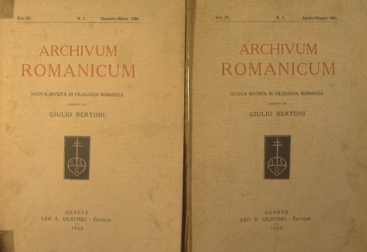 Archivum Romanicum.Nuova Rivista di Filologia Romanza diretta da Giulio Bertoni. | Immagine Gallery 2