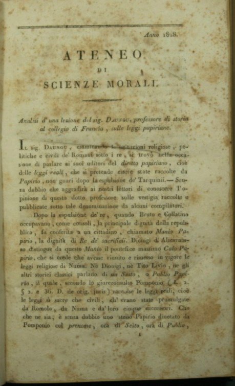 Ateneo di scienze morali. Anno 1828