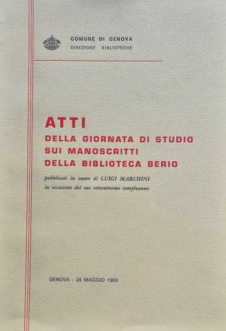 Atti della giornata di studio sui manoscritti della Biblioteca Berio