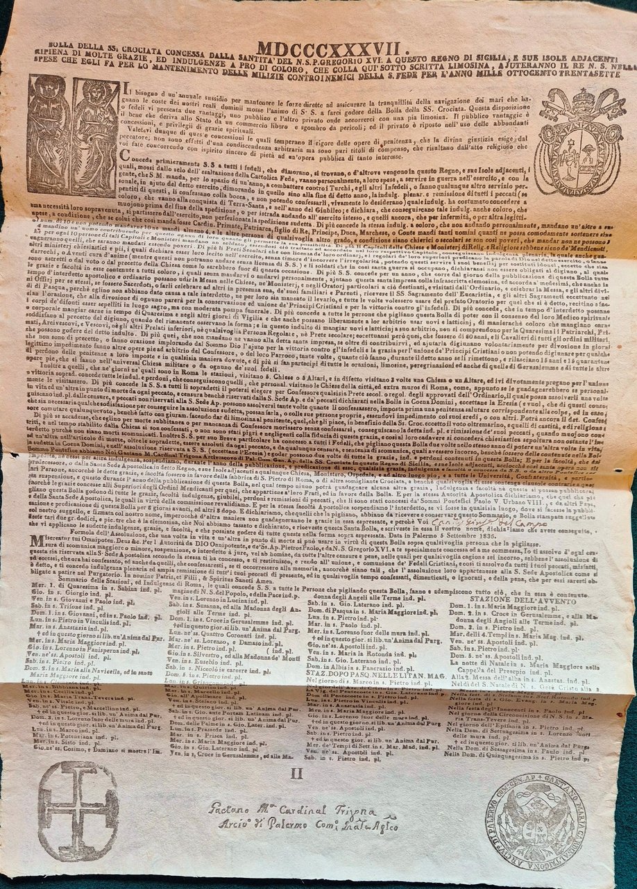 Bolla della SS. Crociata concessa dalla Santità di N.S.P. Gregorio … | Immagine principale
