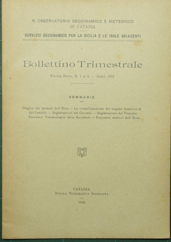Bollettino trimestrale. Nuova serie - Anno 1921