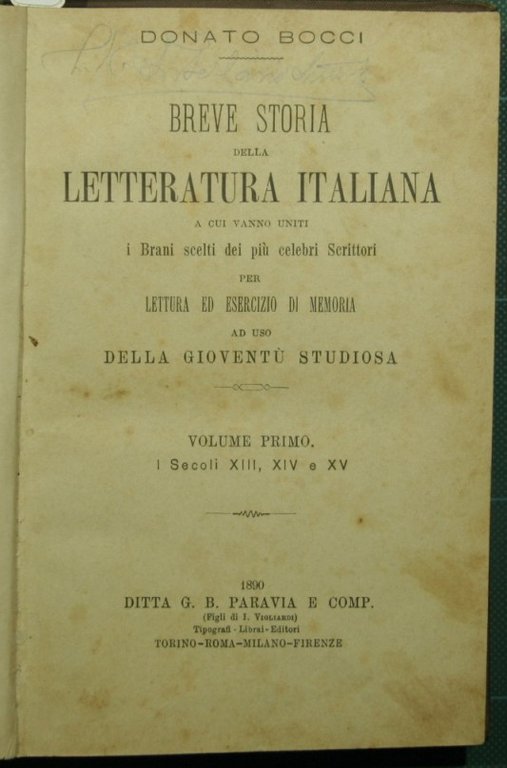 Breve storia della letteratura italiana