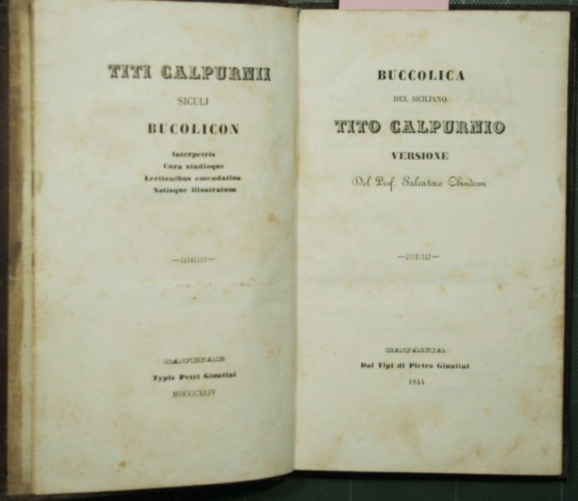 Buccolica - Titi Calpurnii siculi Bucolicon