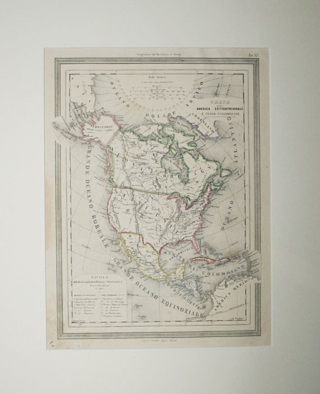 Carta delle divisioni politiche dell'America settentrionale e terre colombiane