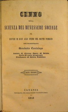 Cenno della scienza del benessere sociale da servire di base …