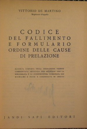 Codice del fallimento e formulario ordine delle cause di prelazione