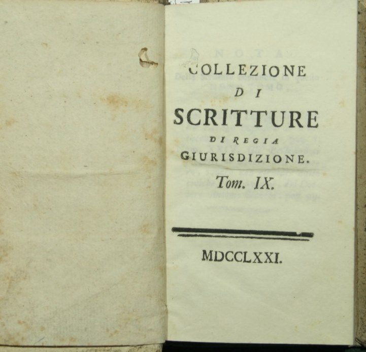 Collezione di scritture di regia giurisdizione. Vol. IX