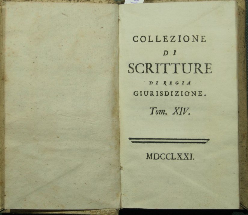 Collezione di scritture di regia giurisdizione. Vol. XIV