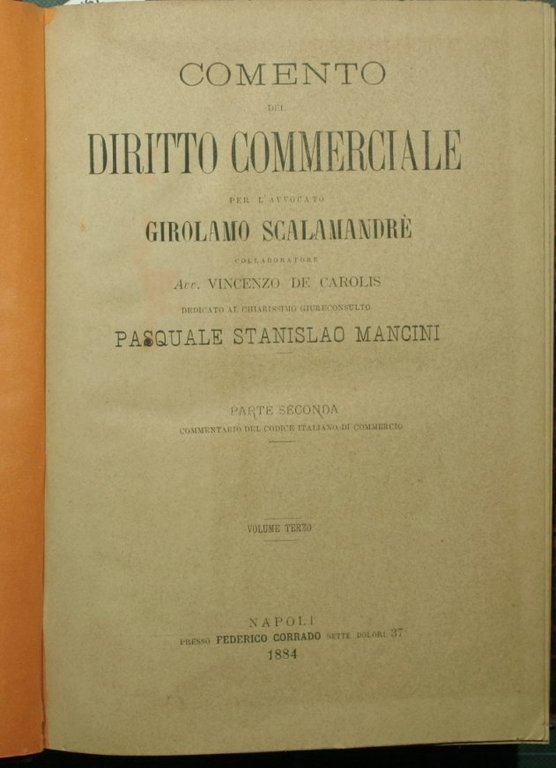Comento del diritto commerciale. Vol. III